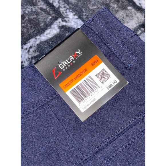 Galaxy by Harvic Men's Super Stretch Slim Fit Chino Pants, Navy, Size 36x30, NWT - Picture 2 of 4